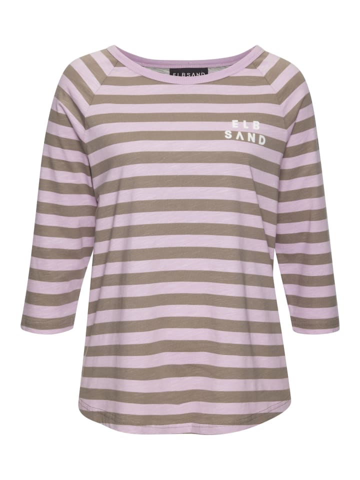 3/4-Arm-Shirt in flieder-taupe gestreift