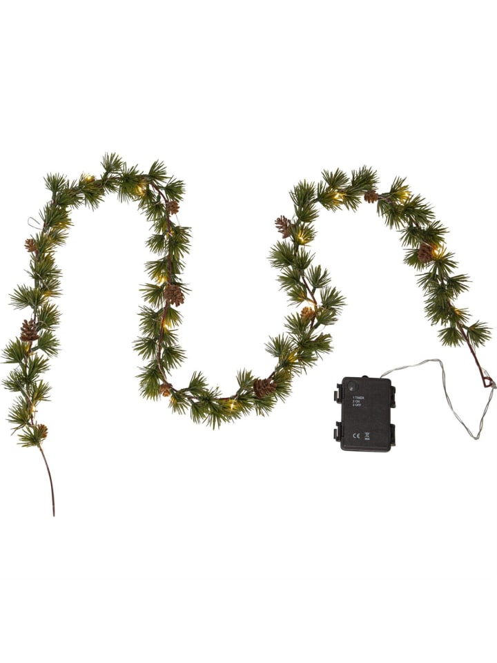 LED Tannengirlande Weihnachtsgirlande beleuchtet mit Timer L: 1,4m in grün