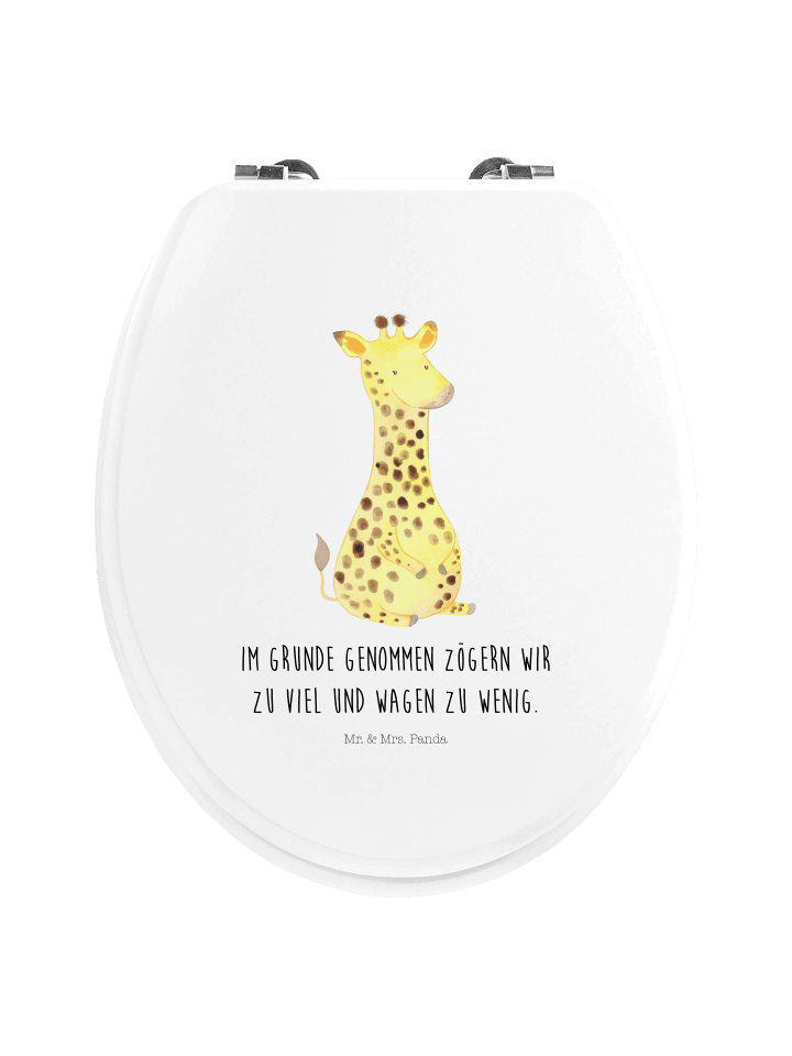 Toilettenbrille Giraffe Zufrieden mit Spruch in Weiß