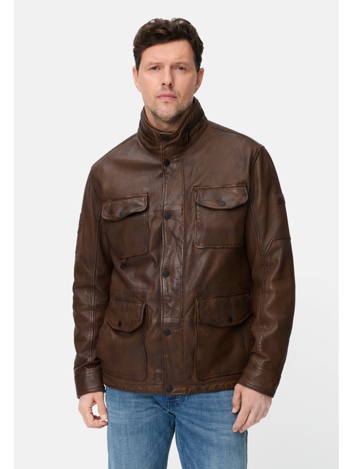 Lederjacke mit Innenaschen in Braun