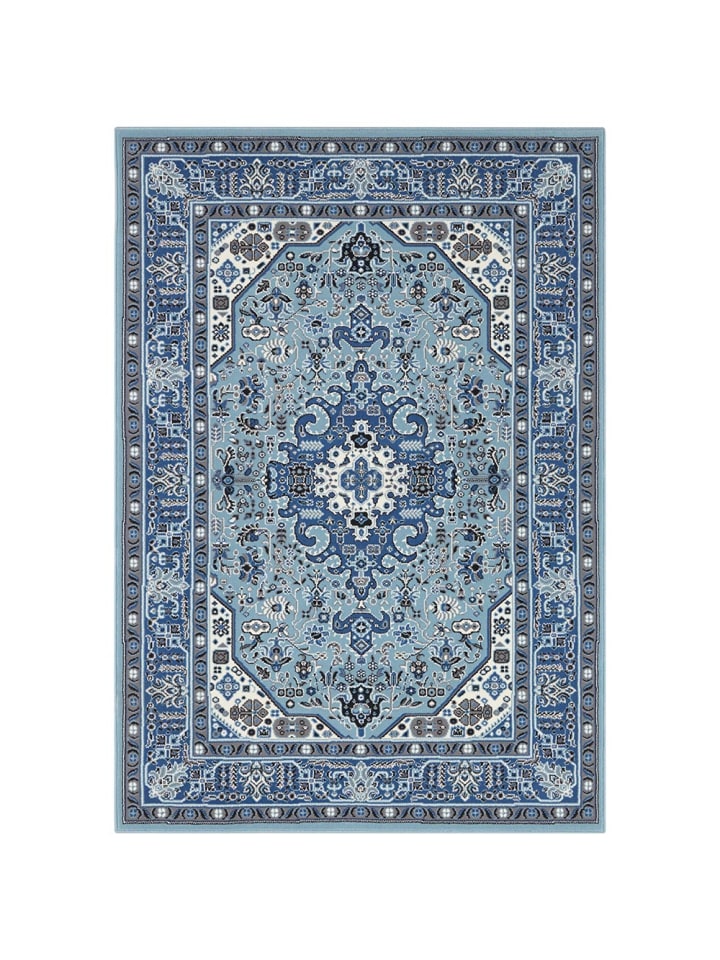 Orientalischer Kurzflor Teppich Skazar Isfahan in Himmelblau