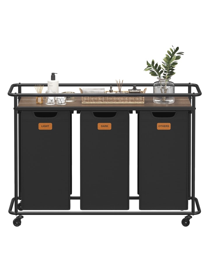 Wäschekorb Stevie in Schwarz-Braun - (B)33 x (H)79.5 x (T)104 cm