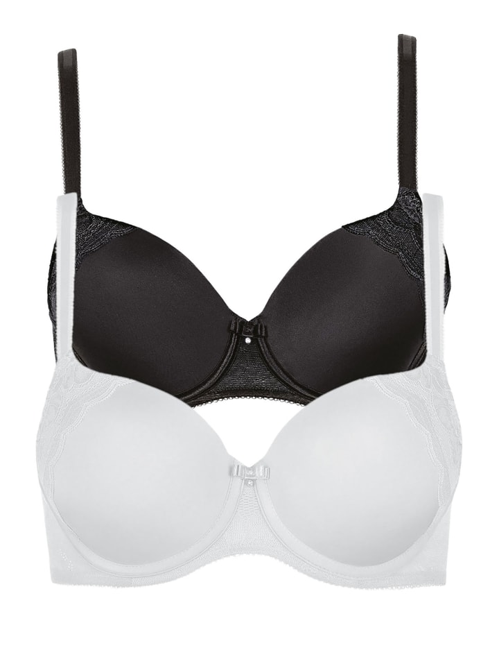 2er Pack Schalen BH in black-white