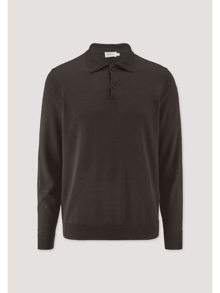Hessnatur Strick Polo Regular aus reiner Bio-Merinowolle in kakao braun