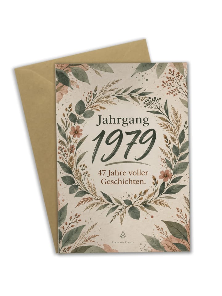 Geburtstagskarte 47. Geburtstag Kranz botanisch... in Weiß