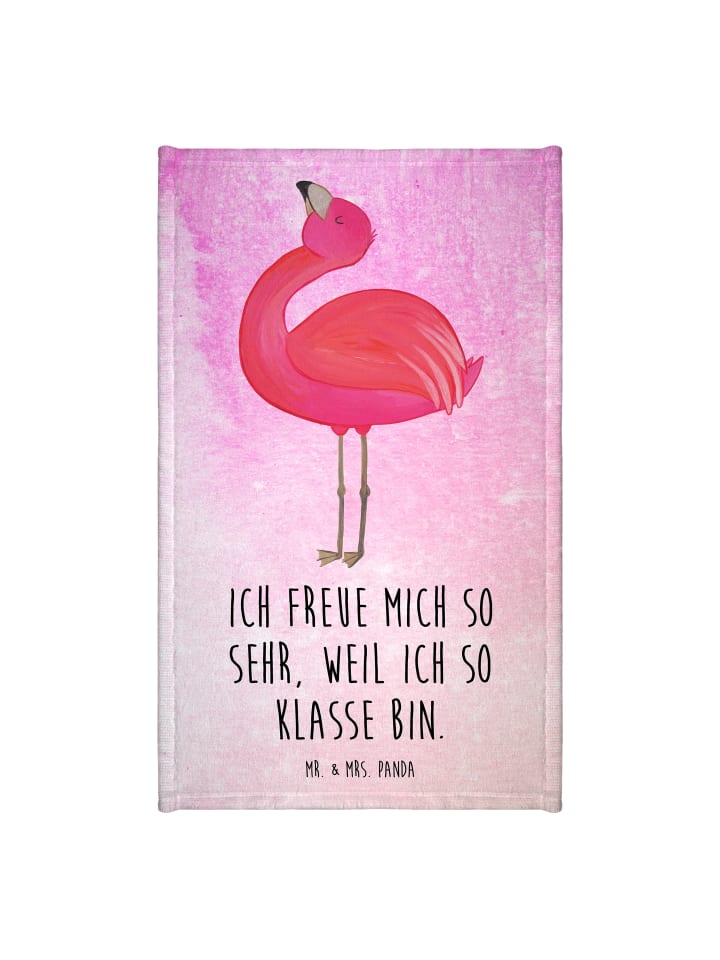 Handtuch Flamingo Stolz mit Spruch in Aquarell Pink
