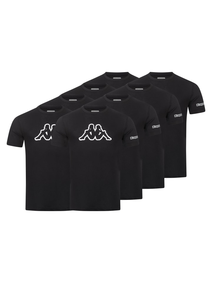 Kappa 8er Pack Herren-T-Shirt LOGO mit Rundhals Ausschnitt in 8xSchwarz