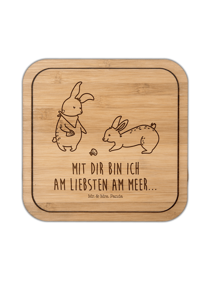 Bierdeckel Hasen Muschel mit Spruch in Transparent