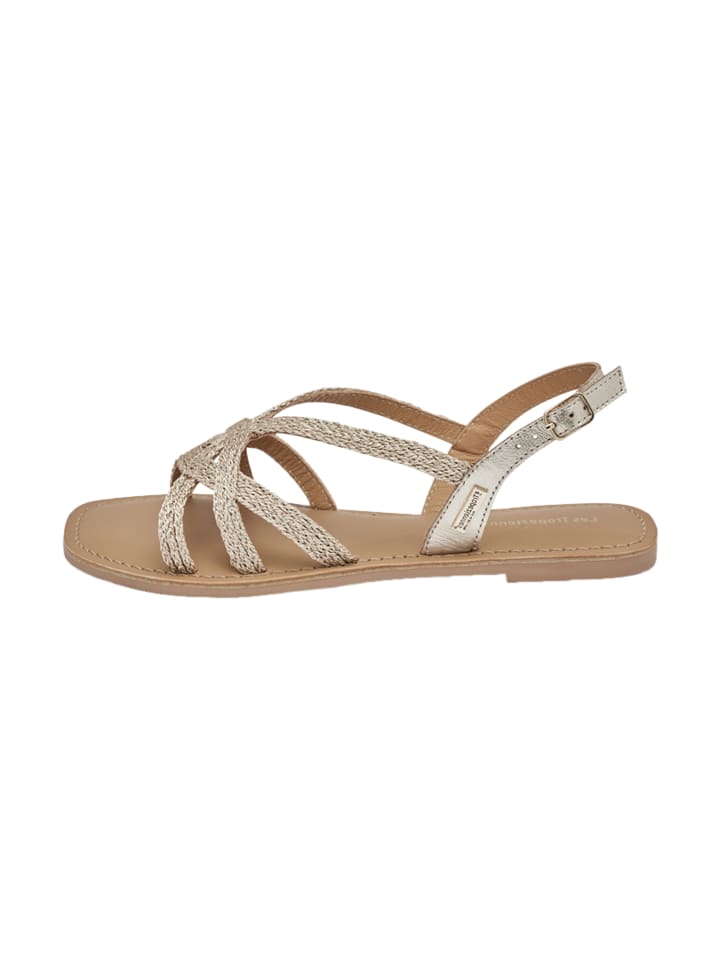 Flache Ledersandale „Chomy“ Gold