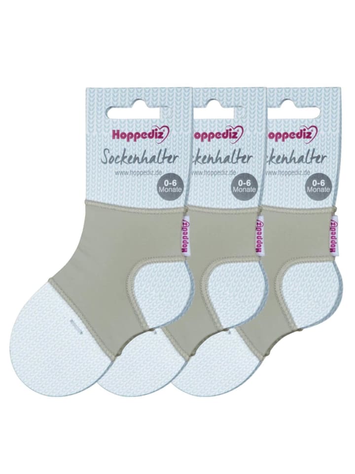 Babysocken Sockenhalter in 3-er Set grau