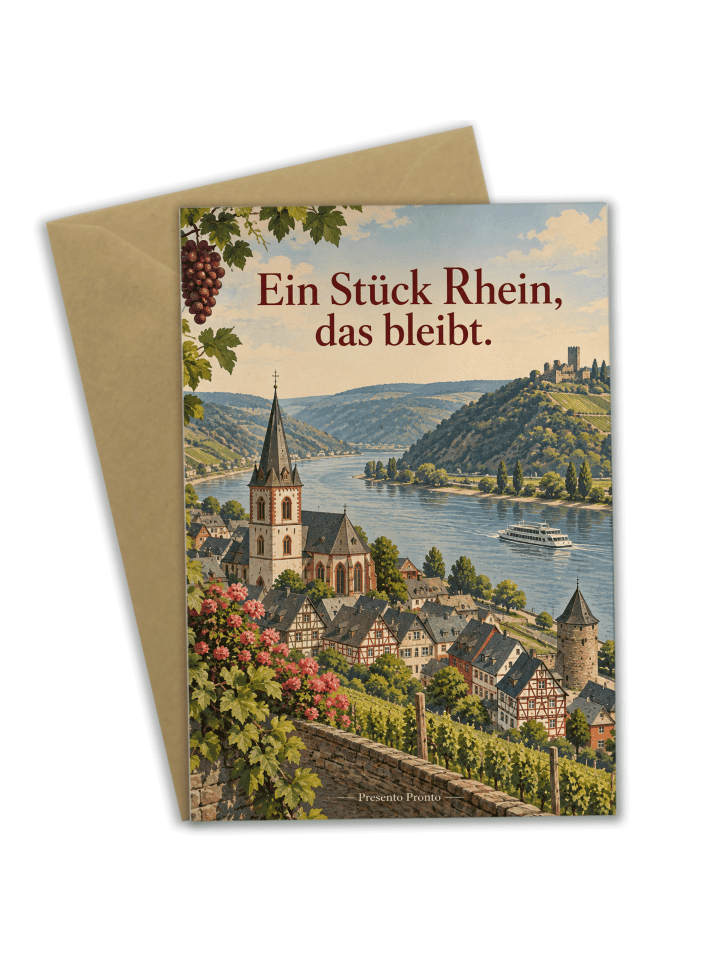 Grußkarte Bacharach nostalgisch Design mit Spruch in Weiß