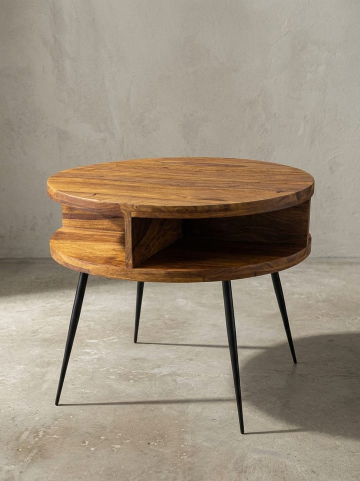 Couchtisch Massivholz / Metall 60x45x60 cm Tisch Wohnzimmer