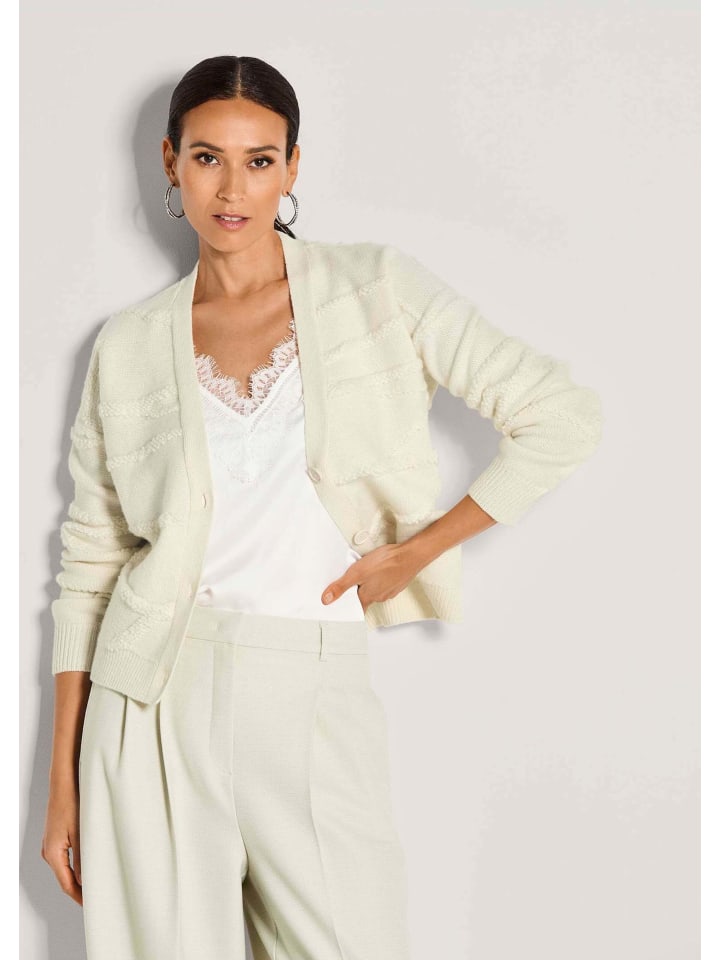 Moderne Oversized-Jacke mit V-Ausschnitt in wollweiß
