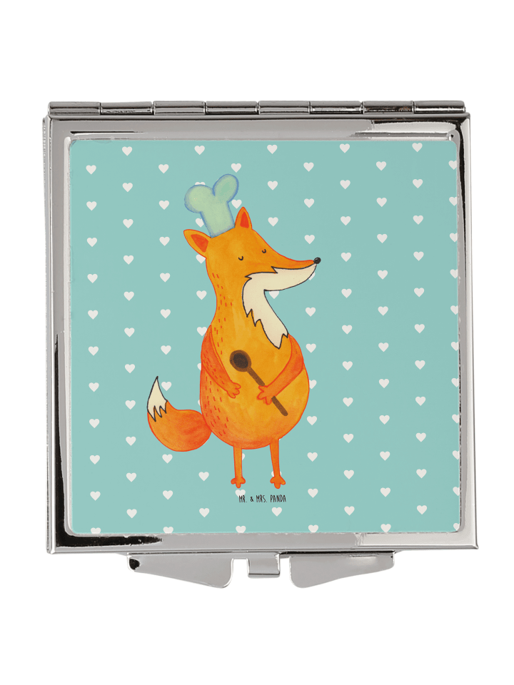 Kosmetikspiegel Fuchs Koch ohne Spruch in Türkis Pastell