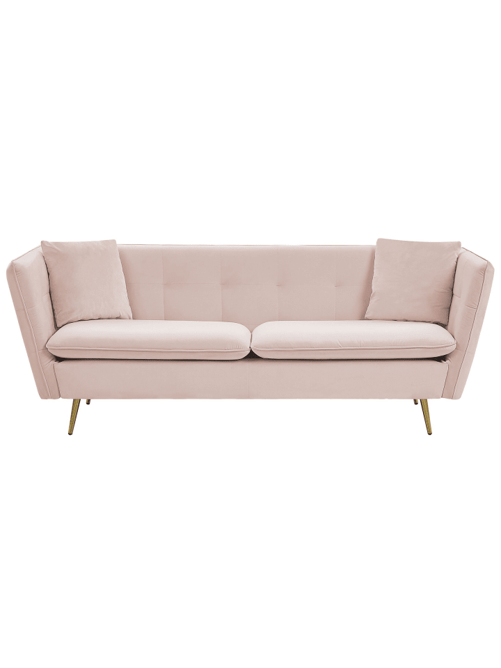 3-tlg 3-Sitzer Sofa FREDERICA in Rosa/Gold