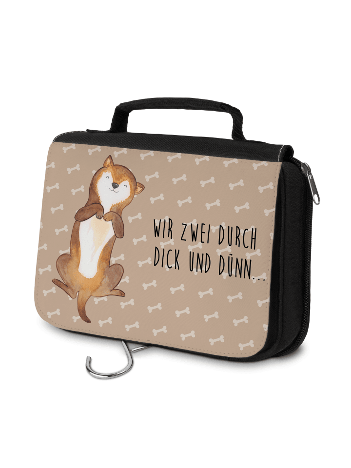 Kulturbeutel Hund Streicheln mit Spruch in Hundeglück