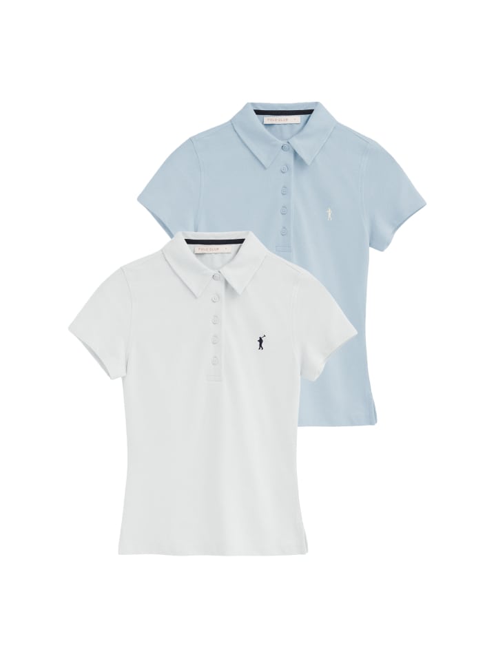 2 tlg. Set: Poloshirt PACK 2 - RIGBY GO POLO SS W VO [BB-W] in hellblau-weiß