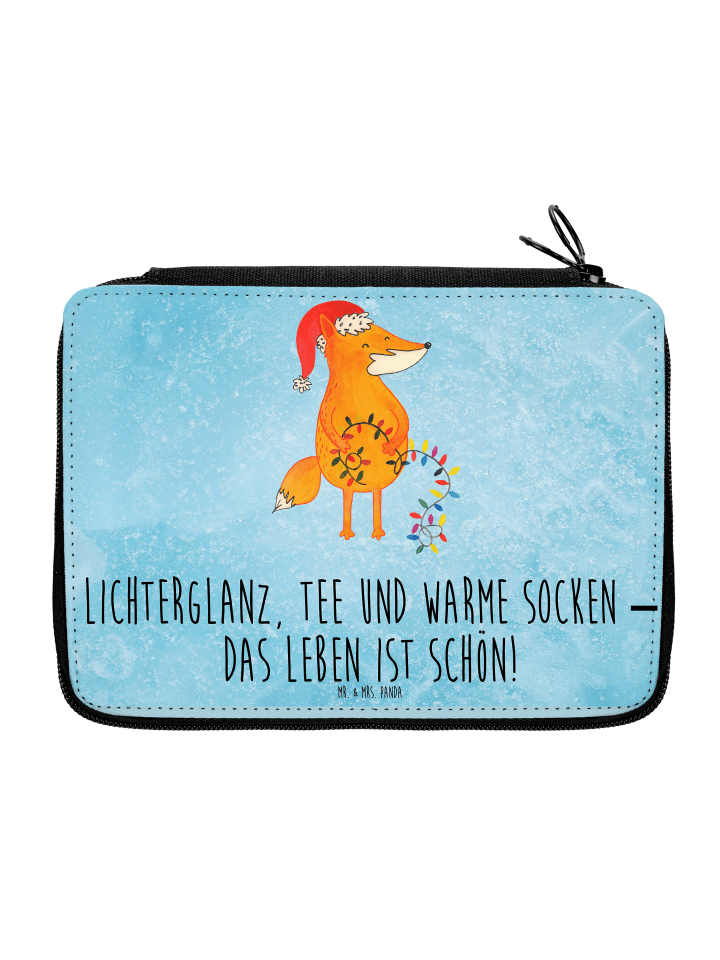 Menschrmäppchen Fuchs Weihnachten mit Spruch in Eisblau
