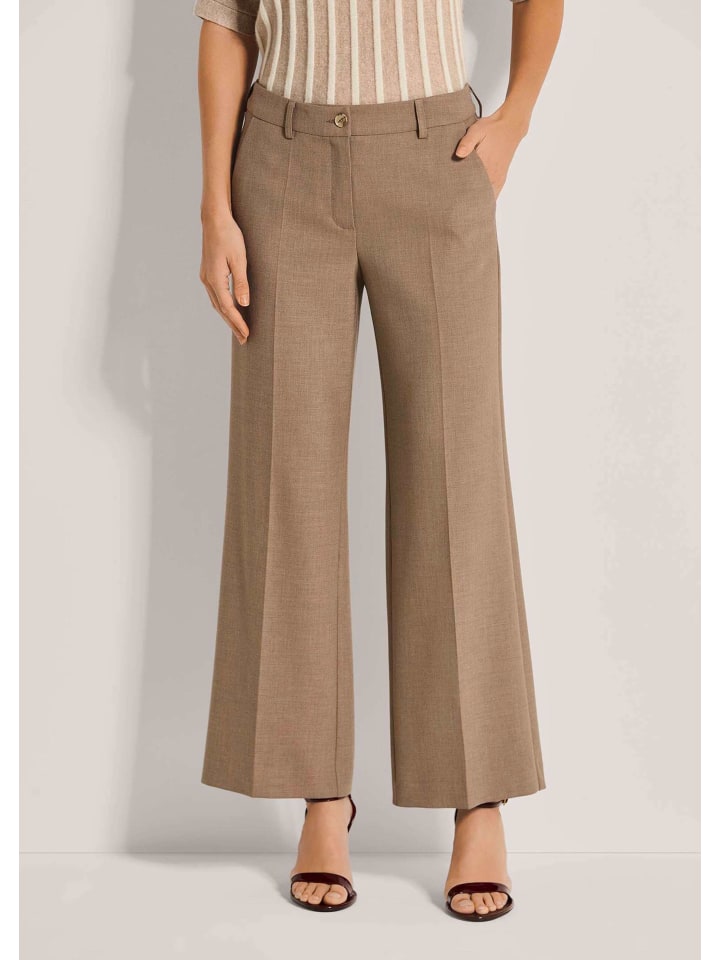 Weite Hose mit Bügelfalten in caramel / melange