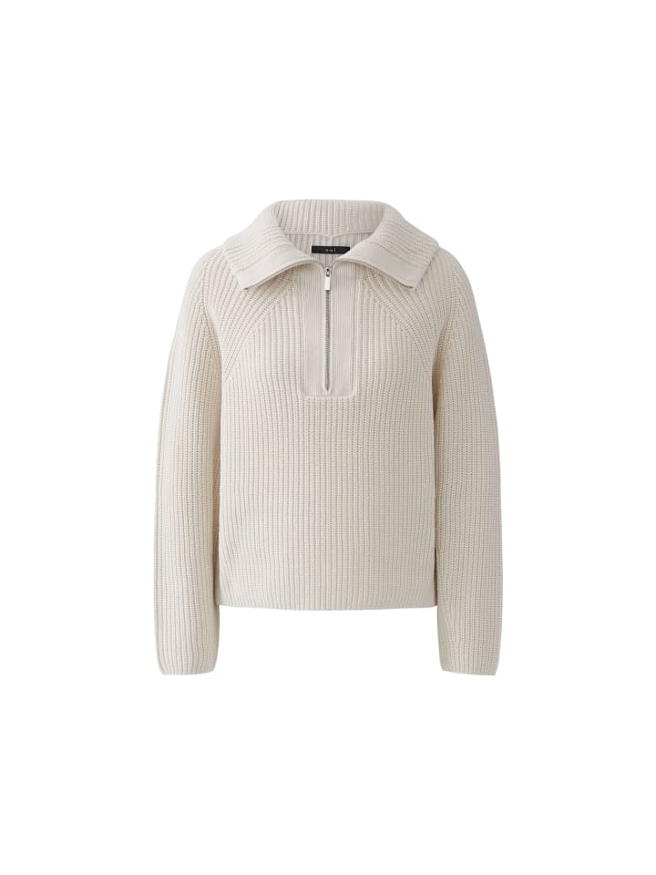 Troyer-Pullover aus Baumwollmischung in Offwhite