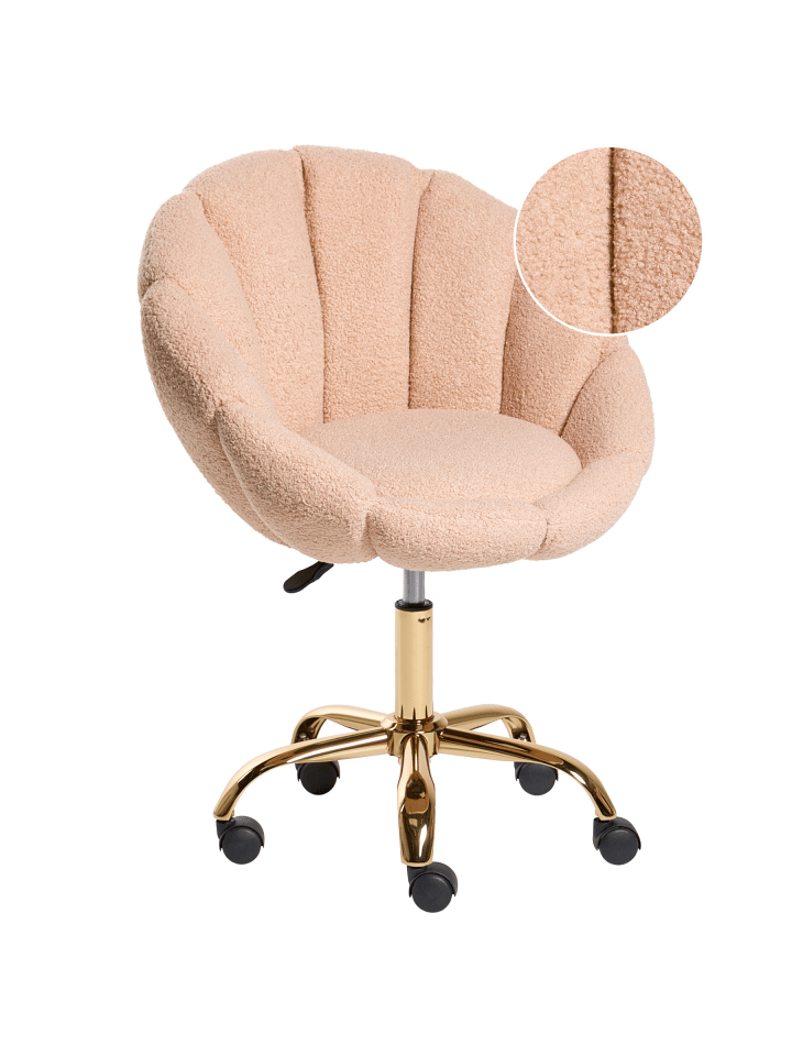 Bürostuhl ANNABELLE in Rosa/Schwarz/Gold - (W) 66 x (H) 81 x (L) 39 cm