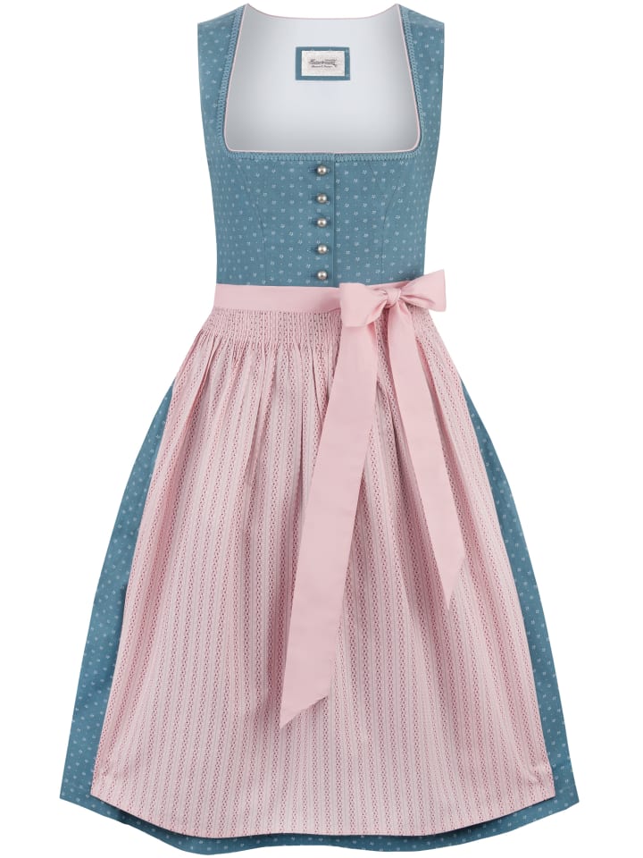 Langes Dirndl "Madeline" in rauchblau