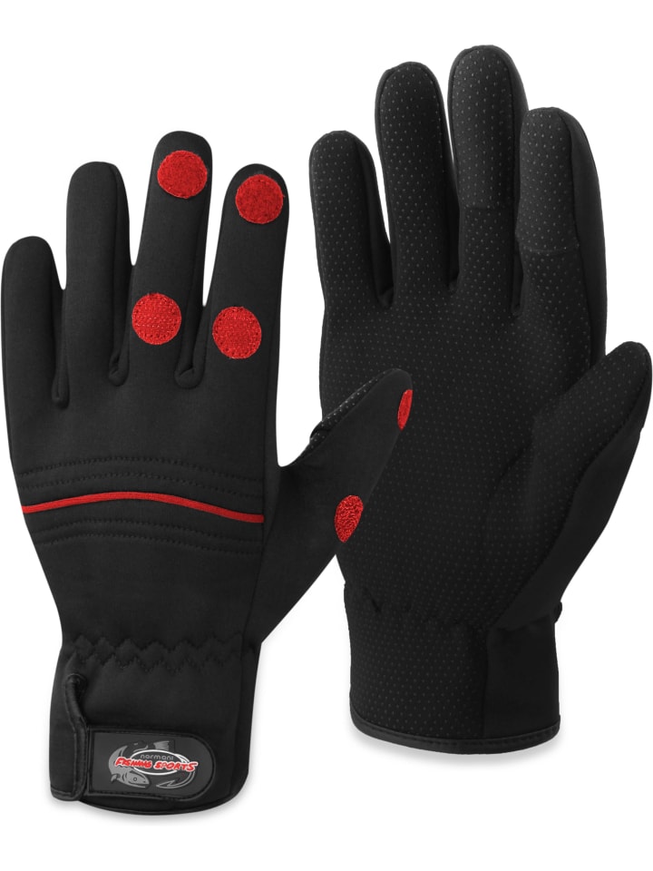Anglerhandschuhe Tarpune in Schwarz/Rot