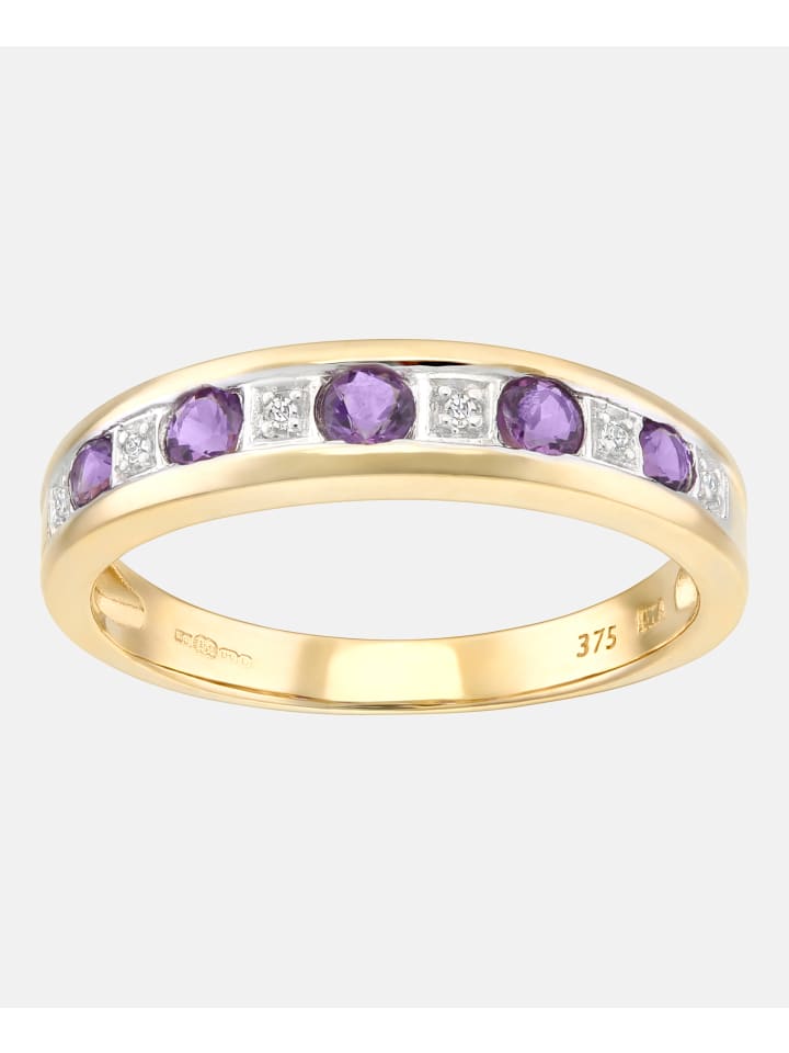 Eternity-Ring aus 375 Gelbgold mit Diamant mit Amethyst