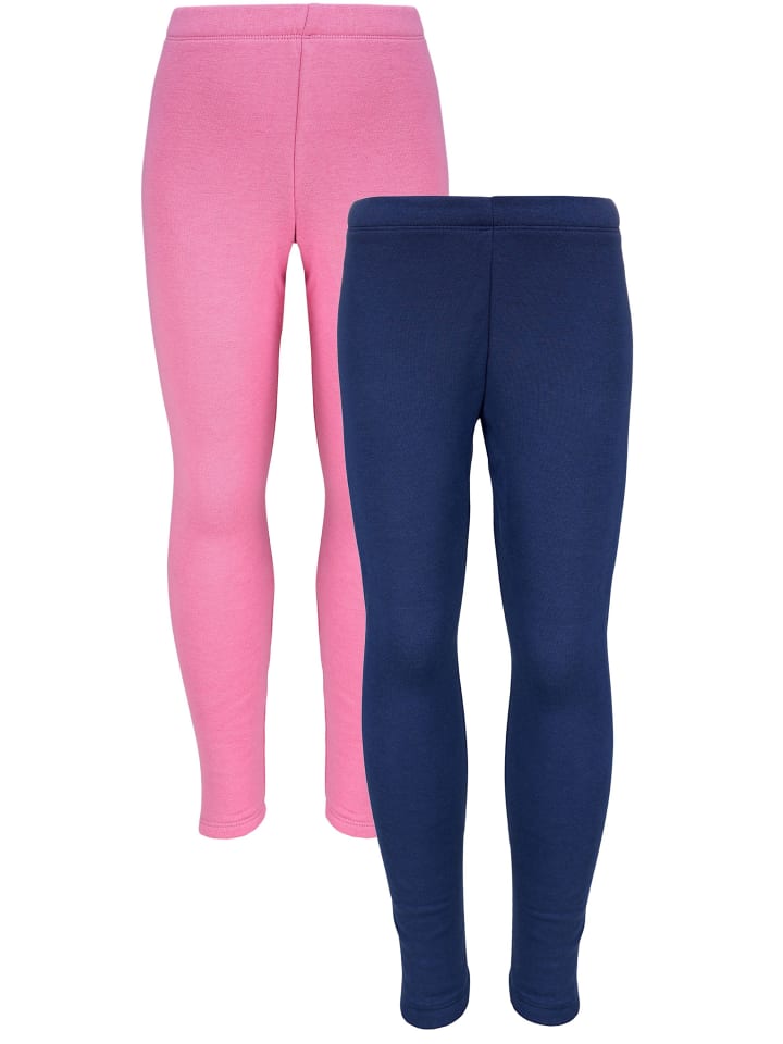 Mädchen Winter Leggings 2er PACK Gefüttert in rosa/blau
