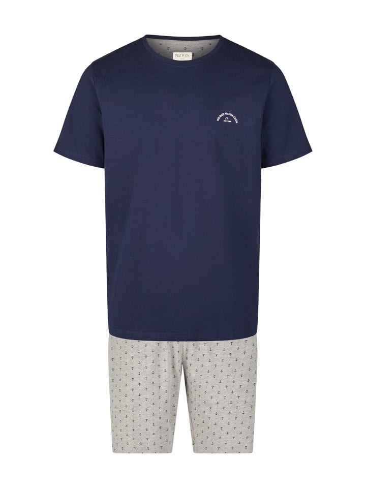 Pyjama Shorty in navy-grau