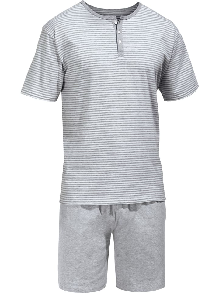 Single-Jersey Shorty in grau/weiß