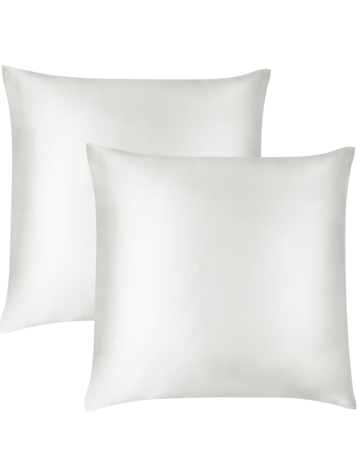 2x Seiden Kissenbezüge 80x80 cm Enna in Weiß