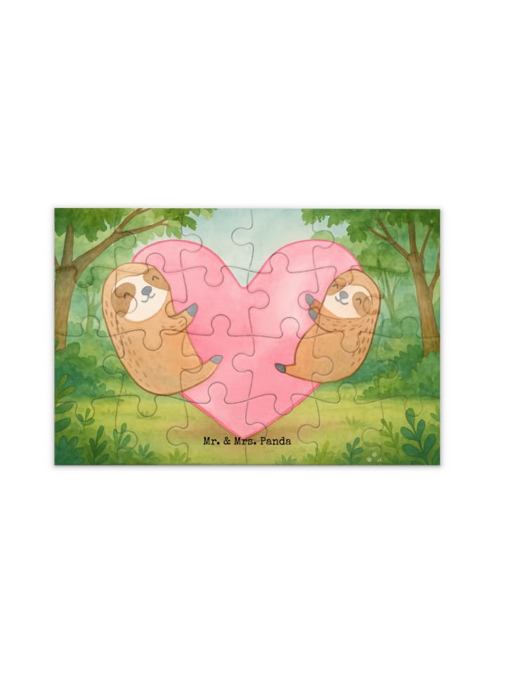 Puzzle Faultiere Herz Design ohne Spruch in Weiß