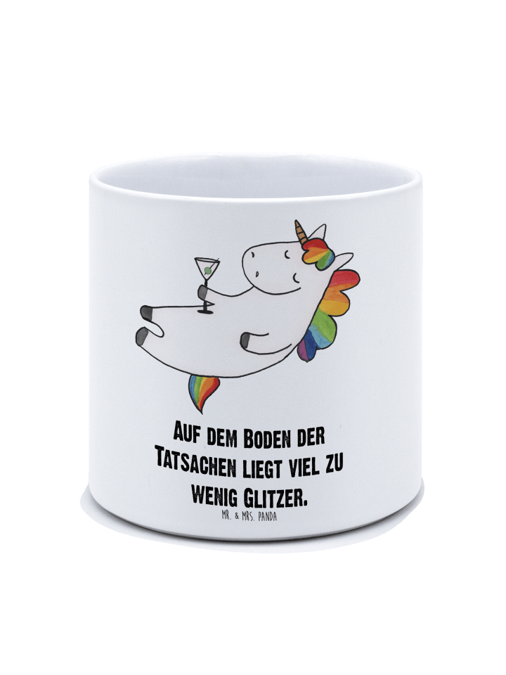 Kräutertopf Einhorn Blümchentail mit Spruch in Weiß