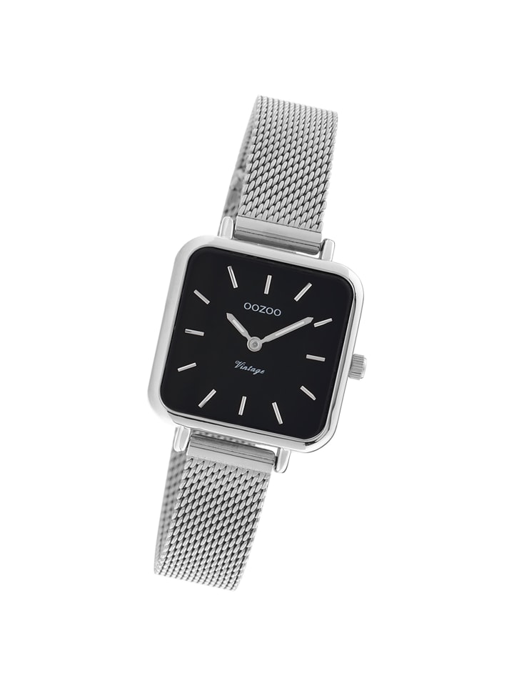 Analog-Armbanduhr Oozoo Vintage Series silber extra groß (ca. 26x26mm)