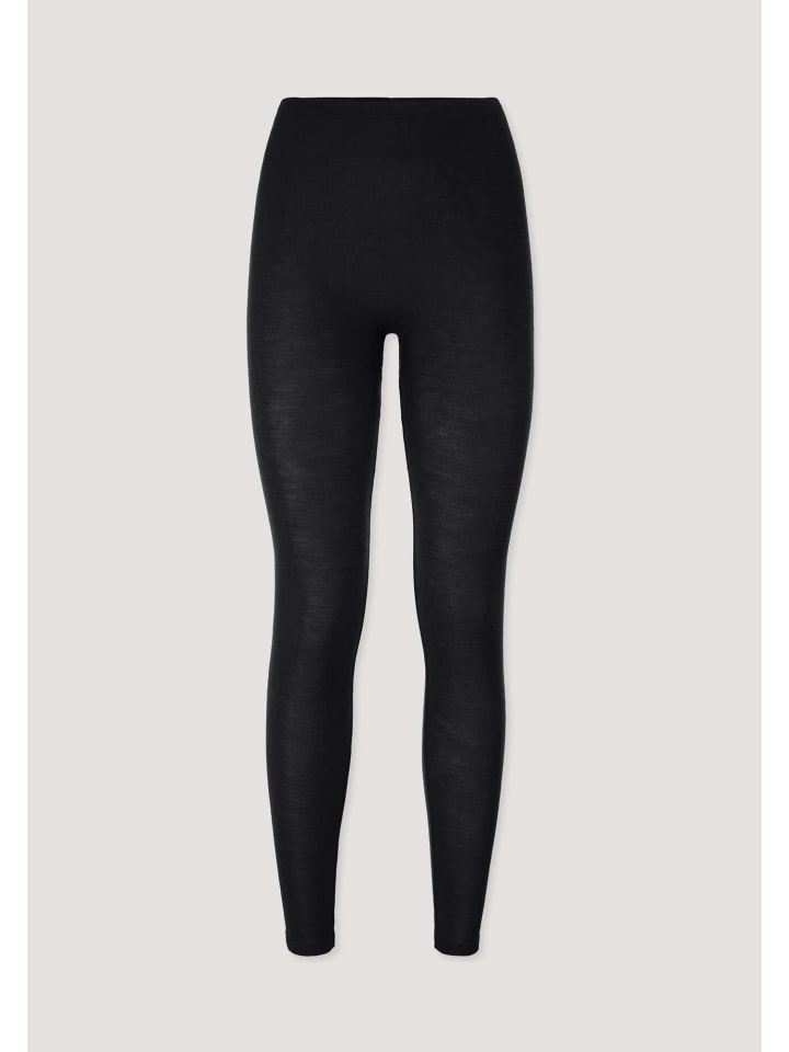Hessnatur Leggings Regular Cut PURE FUNCTION aus Bio-Merinowolle mit Seide in schwarz
