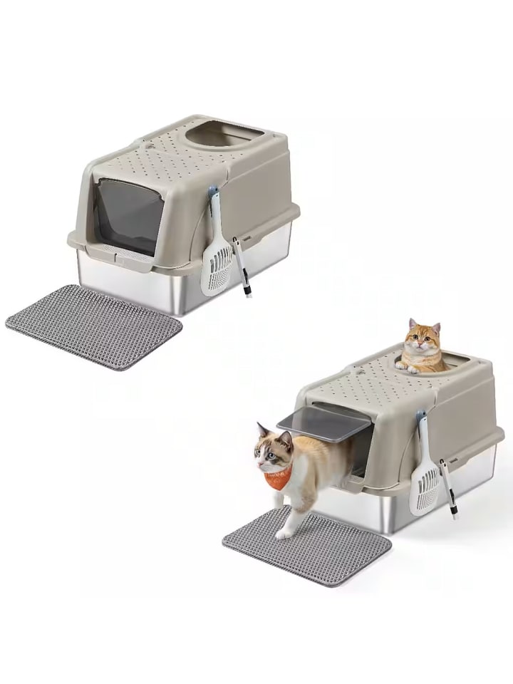 2er-Set: Katzentoilette in Cappuccinobeige - (B)40 x (H)36.5 x (T)61 cm