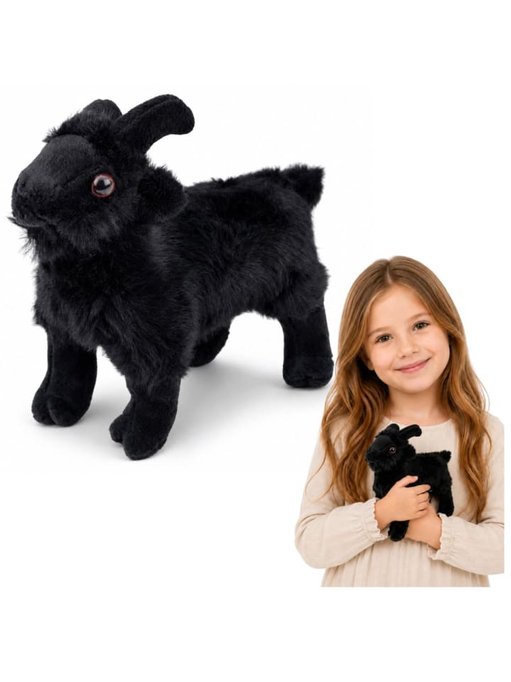 Plüschziege für Kinder, schwarz, 16 cm