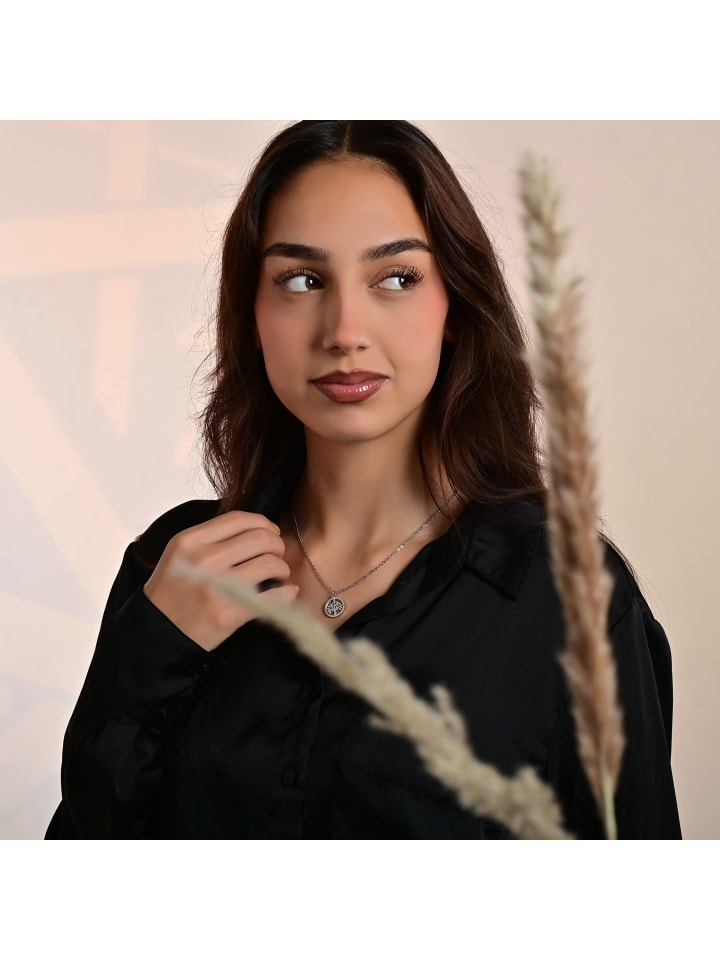 Damen Halskette mit Anhänger – Lebensbaum aus Edelstahl in silber