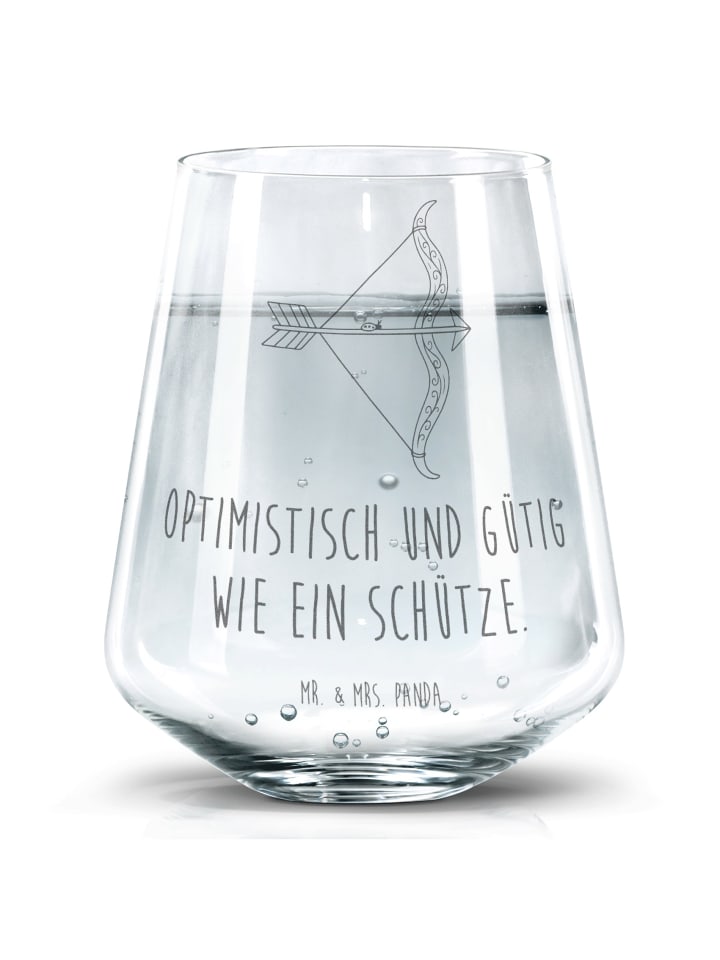 Glas Sternzeichen Schütze mit Spruch in Transparent