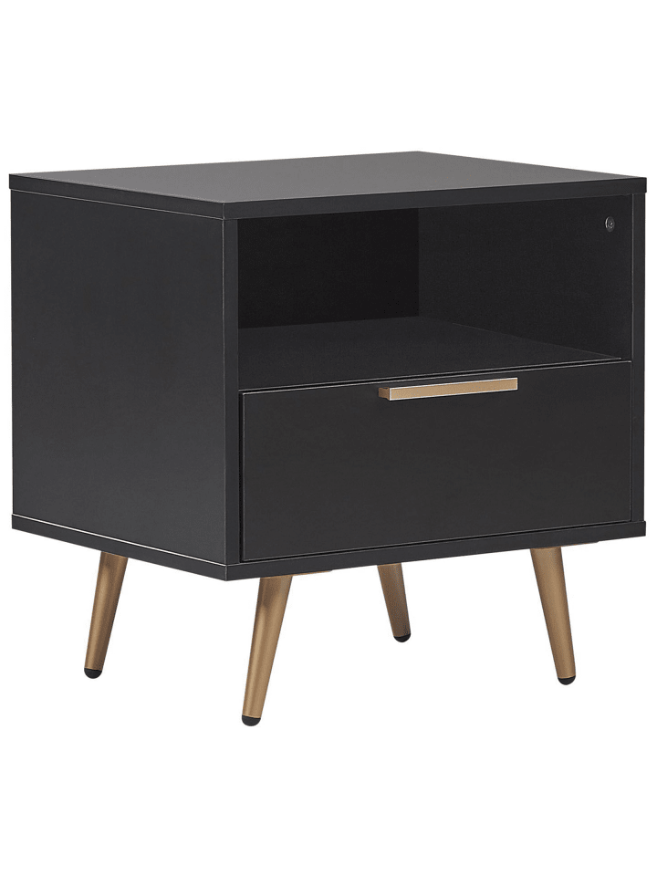 Nachttisch INDIO in Schwarz/Gold - (W) 50 x (H) 51 x (L) 40 cm