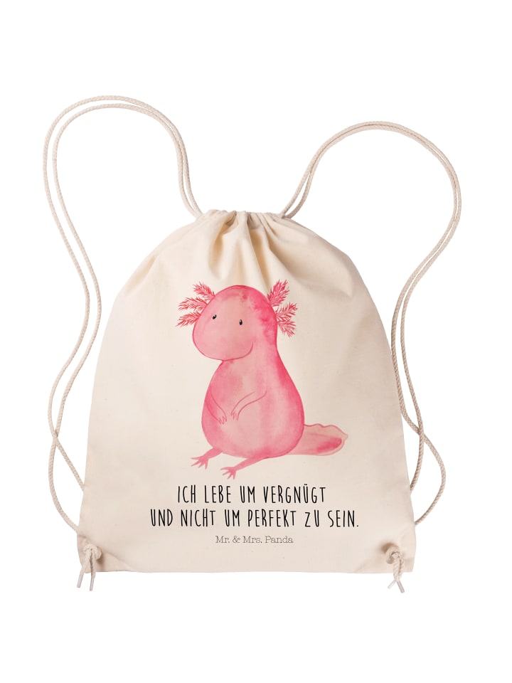 Sportbeutel Axolotl null mit Spruch in Creme