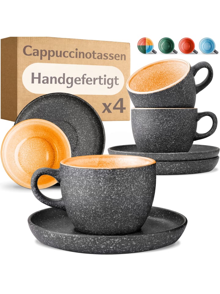 Cappuccino Tassen mit Untertassen 4er Set