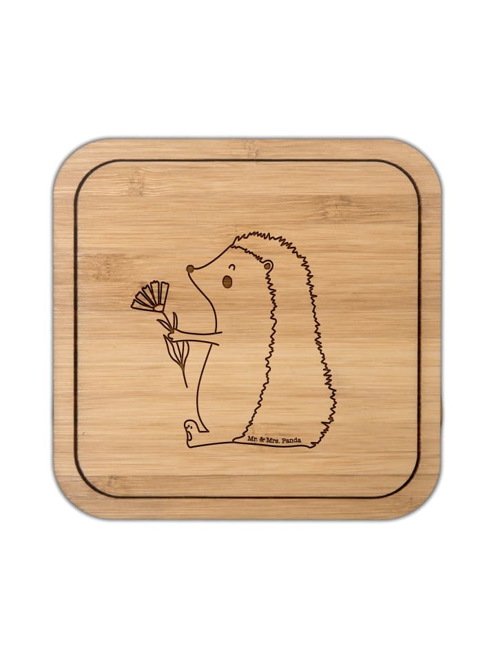 Bierdeckel Igel Blumen ohne Spruch in Transparent