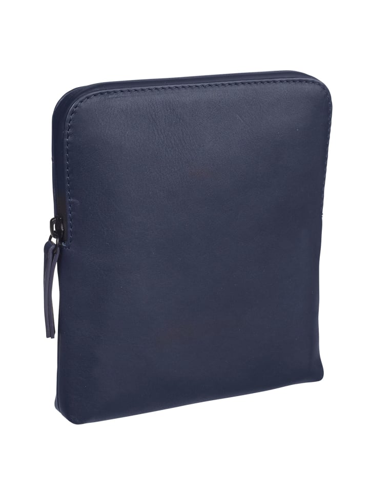 Den Haag Umhängetasche Leder 16 cm blau