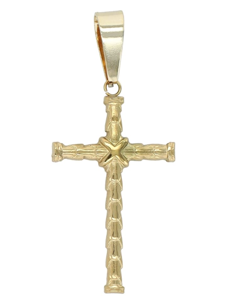 Unisex Anhänger – Kreuz Kreuzanhänger aus Edelstahl in gold