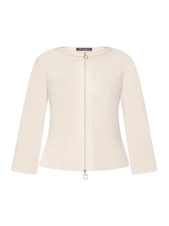 Blazer-Jacke mit Reißverschluss in Grau Beige