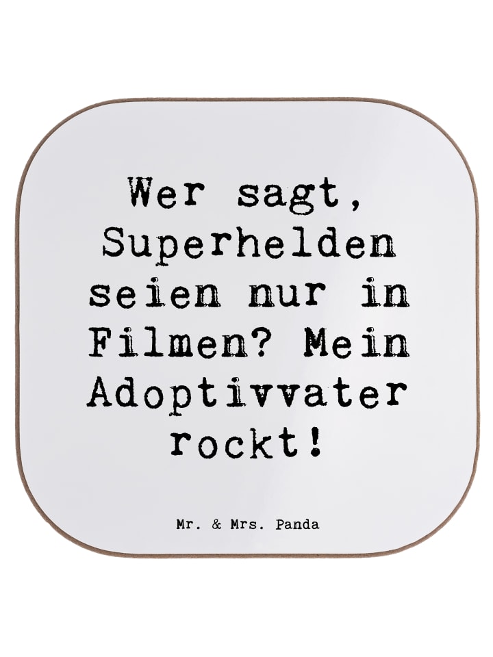 Untersetzer Adoptivvater Superheld mit Spruch in Weiß