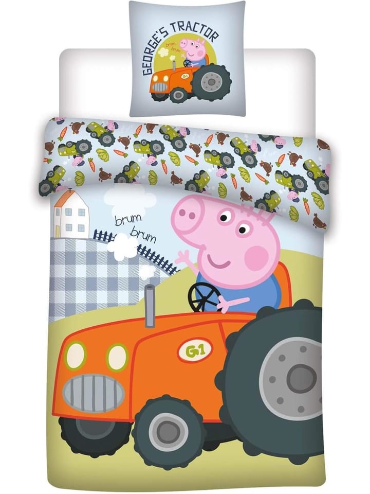 Bettwäsche Peppa Pig Georges Trak. wendbar 100x135cm 100% BW