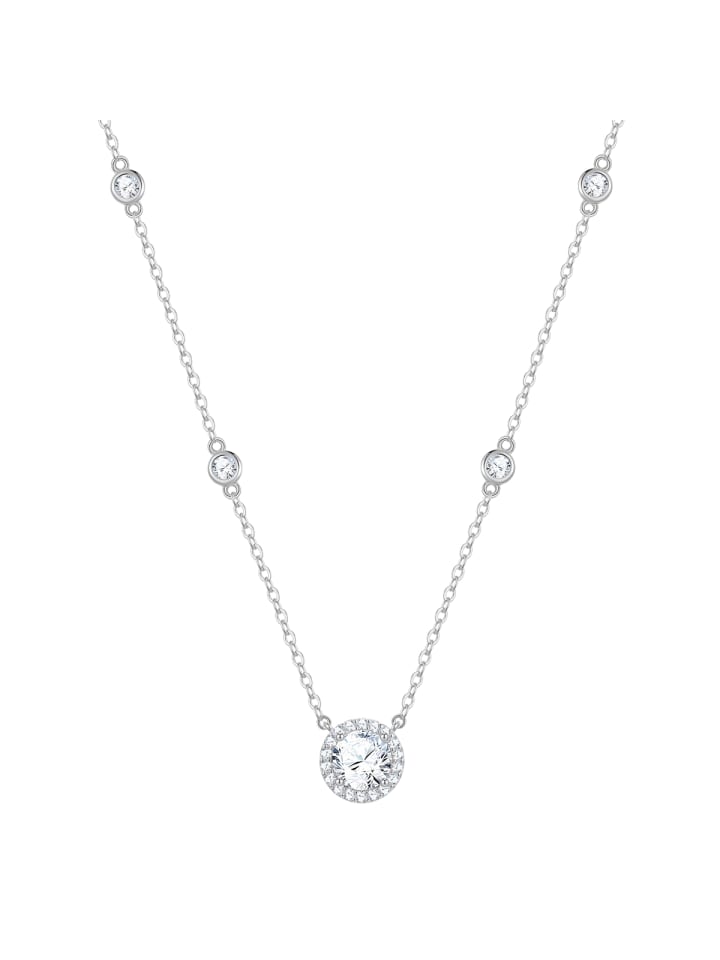 Halskette aus Messing mit Zirkonia in silber